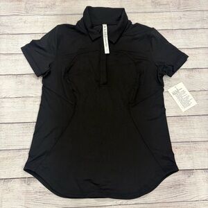LULULEMON Quick-Drying Short Sleeve Black Polo Shirt Size 8 NWT